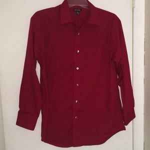 George Men’s Red Button Up Long-sleeve Shirt Large